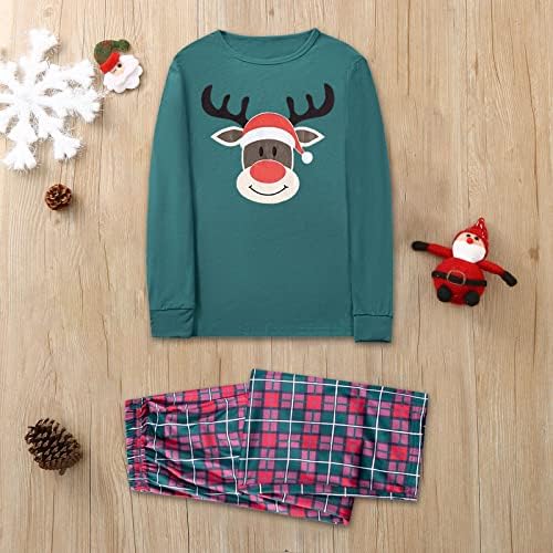 Porodica koja odgovara pidžami za 2022 Božić, Xmas dugih rukava Elk Reindeer Tee Pant Trendy Usklađivanje pidžama