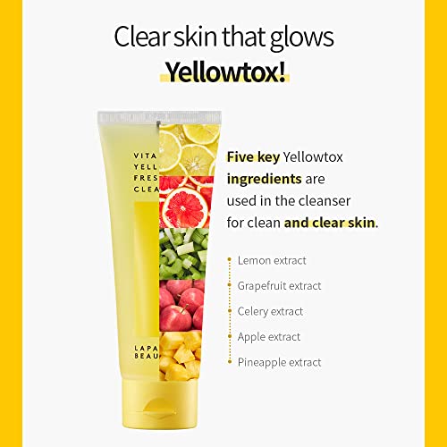 lapalette beauty Vita Yellow Fresh Cleanser,make-up remover 1-Korak sredstvo za čišćenje, 88% hidratantna suština, Pure Vitamin C & prirodni Vitamin C za posvjetljivanje, 100 ml / 3.38 Florida.oz / detoksikacija kože