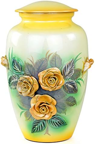 11 3D rezbareno ukrasno cvijeće urne za kremiranje aluminija za ljudski pepeo | ručno izrađena velika urna za kremaciju odraslih