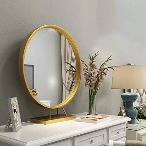 WPYYI Nordic Mesing Gold Veliki ogledalo Creative okrugla spavaća soba s ormarić ogledalo Barber stolno ogledalo
