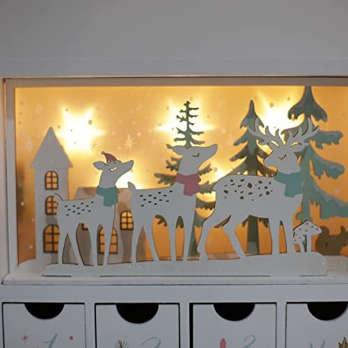 Drvena Advent Kalendar knjiga sa LED rasvjeta za odrasle zimske Scene Fillable kalendari Home Office Božić