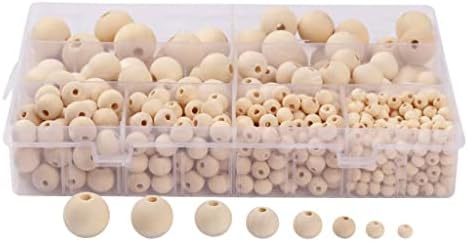 OPWELE 660 kom 8 veličina drvene perle za zanate, sa kanapom od Jute od 10m, nedovršene drvene perle za izradu nakita