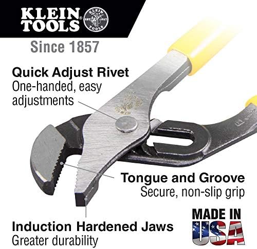 Klein Tools D502-12 kliješta za pumpe, Umočeni 12-inčni jezik i utor, Žuti
