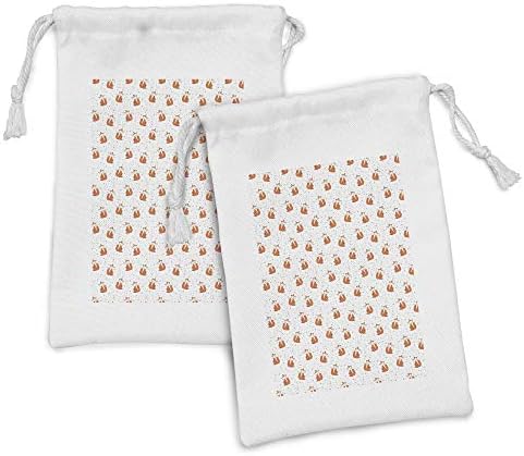 Ambesonne Fox tkanina torba od 2, ručno izvučene lisice na apstraktnoj pozadini sa šarenim točkicama