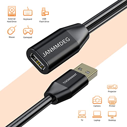 USB produžni kabel 100ft, JanMMDEG USB 2.0 Tip muško u ženski aktivni USB kabel, sa produžnim čipsetom
