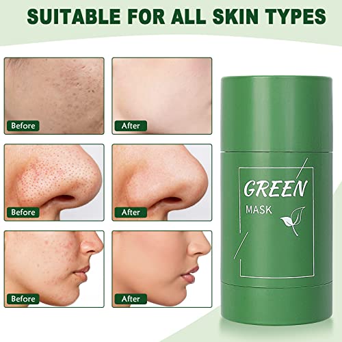 BROUYOE 2kom maska od zelenog čaja/patlidžana, maska za ljuštenje mitesera,maska za lice sa štapićem za čišćenje gline, lice vlaži kontrolu ulja,duboko čista pora,poboljšava kožu za žene muškarce svih tipova kože