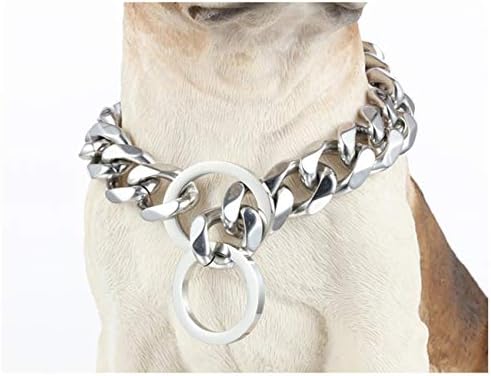 GTHao ogrlica od nehrđajućeg čelika, štenad srebrni metalni kubanski lanac kućni ljubimac pokazuje klizni kolač Choker za trening hodanje