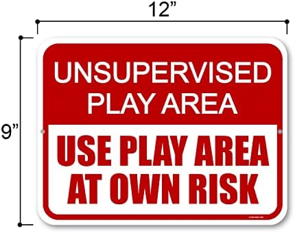 Pokloni za medenu Rosu, prostor za igru bez nadzora koristite prostor za igru na vlastitu odgovornost, 12 inča sa 9 inča, proizvedeno u SAD-u, metalni znak, ulični znakovi za spavaću sobu, sigurnosni znakovi za djecu, znak upozorenja za djecu