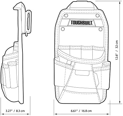 Toughbuilt - tehničar - Cliptech kompatibilan, 11 džepova i petlji, izgradnja teških tereta -
