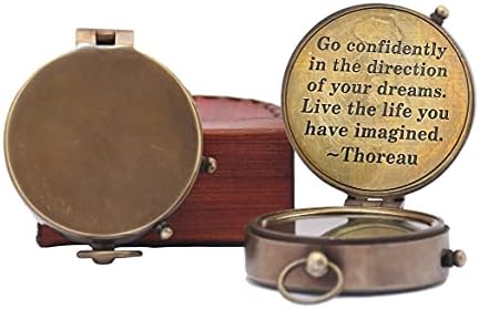 Woanin Thoreau's Idite samouvjereno citirajući ugravirani kompas sa kožnom futrolom, kamp kompasom,