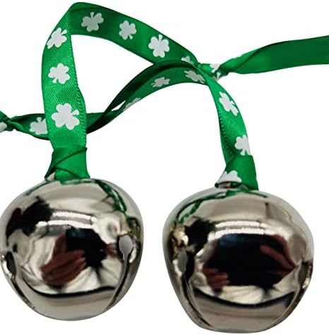 Irski ukras za zvono saonica Set zvona za džingl sa trakom od djeteline za jelku ili Dan Svetog Patriksa, pakovanje od 2 komada