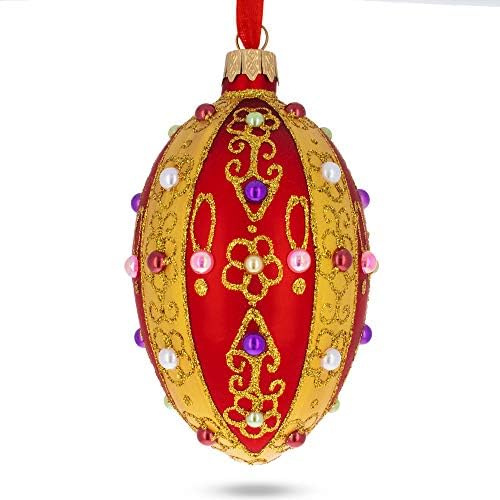 Nakit Od Crvenog Kraljevskog Inspirisanog Staklenog Jaja Ornament 4 Inča