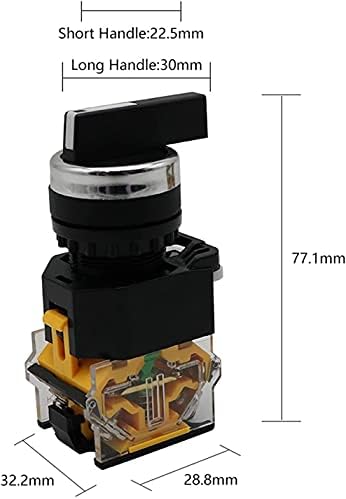 BKUANE 22mm selektorski gumb okretni prekidač zasumce Trenutak 2NO 1NO1NC 2 3 Pozicija DPST 10A 400V prekidač za uključivanje / isključivanje