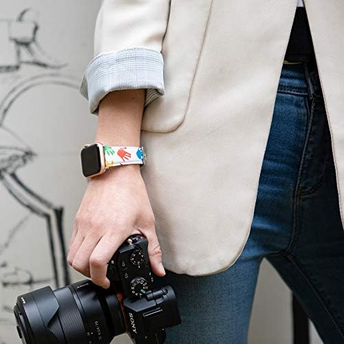 Motooooda kožni vintage satovi Kompatibilan sa Apple Watch Band 38mm 40mm 42mm 44mm Ženska uzorak zamenski remen za iWatch serije SE 6 5 4 Series 3 2 1