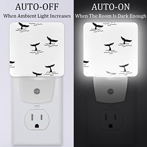 2-paket LED Whale Tail noćna lampa sa senzorom od sumraka do zore za spavaću sobu kupatilo kuhinja