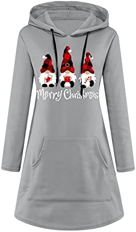 Iqka ženska dukserica haljine Božić Dugi rukav Hoodie haljina Božić sa kapuljačom pulover kratka