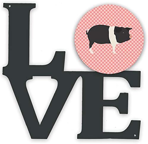 Caroline blaga BB7939WALV Hampshire svinja Pink provjerite metalni zid Artwork Love,