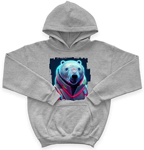 Slatka polarna medvjeda dječja spužva Fleece Hoodie - Cyborg dječja kapuljača - Neon Hoodie za djecu