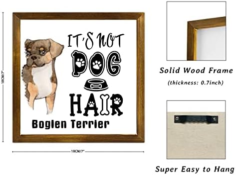 Luckluccy Funny Dog Drveni potpis Nije pas kosa Roglen Terrier Wood Plaket Prijavite se Životinjski štenad Dekorativna kućna zidna umjetnost Jedinstveni drveni zidni viseća ploča za kućnu zabavu za vjenčanje 7x7in