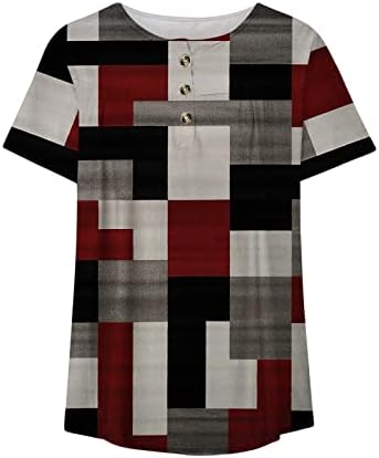 Iuhan Womens Dressy Tops Kratki rukav T-majice Geometrijski tiskani klupski vrhovi za žene modni