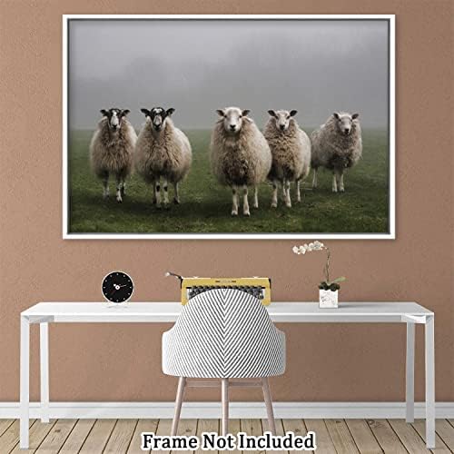 Eorntdy canvas Wall Art Unframe Sheep In Field Pictures Painting Canvas pictures Animal Wall Art