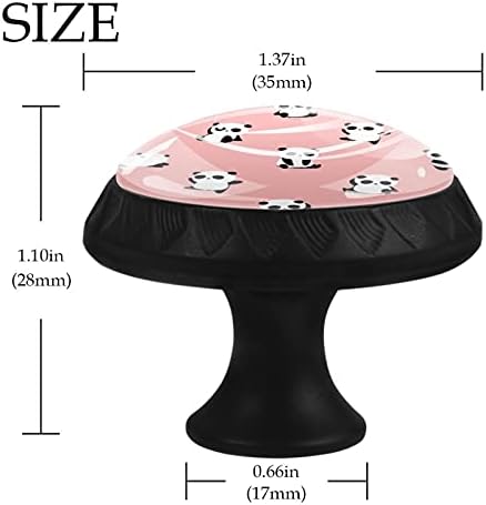 12 komada slatki Panda ružičasti uzorak stakleni gumbi za Komode, 1,37 x 1,10 u okruglom kuhinjskom ormariću za dječiju sobu za rasadnike kućne kancelarije