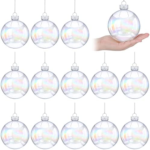 12 kom 4 Iridescent Ball Božić Ornament Božić plastike Baubles jasno Iridescent Fillable Ornamenti