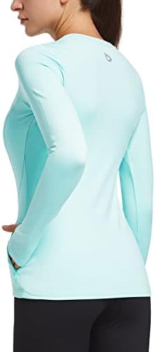 Baleaf ženske termo flis Tops Dugi rukav atletska košulja za trčanje sa rupicama sa džepom sa patentnim zatvaračem