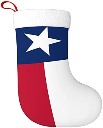 QG ZZX Božićne čarape sa bijelom super mekom plišanom manžetnom zastavom Texas Xmas Čarape Božićne ukrase Čarape