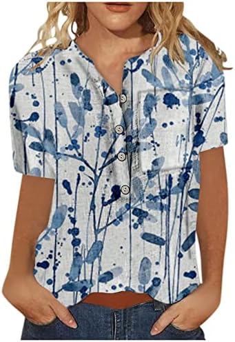 Ženski vrhovi Cvjetni Henley bluza Trouct Up Hawianske košulje kratki rukav Henley vrat 2023 ljetna posteljina