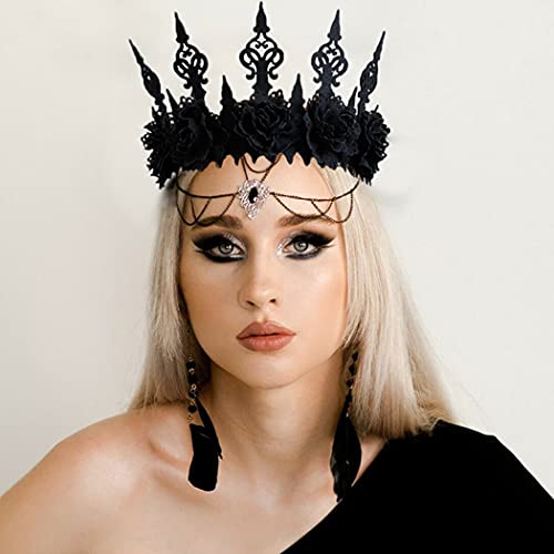 GORTIN gotic Floral Headpiece Halloween Vintage Crown traka za glavu Crvena ruža cvijet Trake za kosu maskenbal