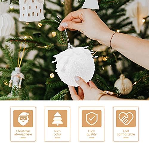 ABOOFAN 3pcs božićno drvo viseći Ornament Glitter Round Ball dekoracija White Snow Foam Balls privezak Bauble Craft ukrasi sa užetom za Zidna vrata prozora Drvo