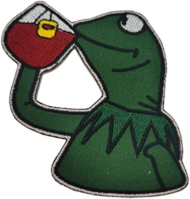 Kermit None Moj poslovni žaba Pipping Caches Vez za vez koji šiva / gvožđe na zakrpe za haljine Jeans Jackets
