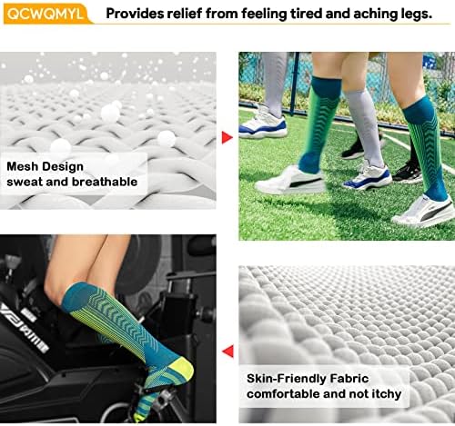 QCWQMYL ženske privremene čarape Reflektirajuća cirkulacija 20-30 mmhg koljena visoko diplomirane čarape za kompresiju