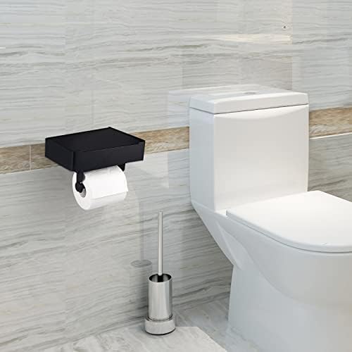 Jahy2tech WC papir sa vlažnim maramicama polica za skladištenje za kupaonicu, skrivajući mokri tkivo zidni montiranje od nehrđajućeg čelika za mobilni telefon, crni