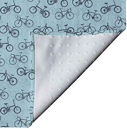 Ručnik za bicikle ambesonne Bike Yoga, jednobojni minimalni uzorak s različitim jednostavnim siluetama za bicikle, ne klizajući znoj za apsorpciju joge pilates pokrivač za vježbanje, 25 x 70, plava plava