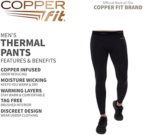 Copper Fit muški standardni sloj termo pantalona sa infuzijom bakra