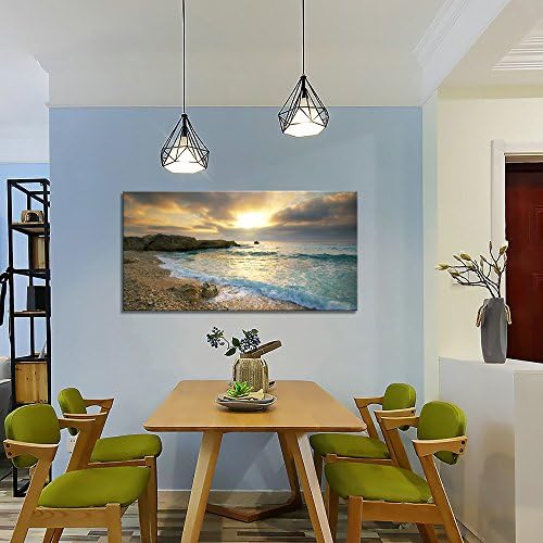 Platnena zidna Umjetnost Zalazak sunca plaža Plavi valovi Ocean Art velika moderna umjetnička djela platno štampa savremene slike uokvirene spremne za Okačenje za uređenje doma
