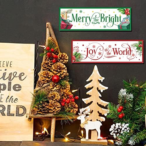 Lhiuem Joy World Merry Božićni drveni znak, festivalske zabavne ukrase Xmas Citiraj zidnu umjetnost, zimsko snježno zabava viseće vrata za kućnu zabavu Dekor prednjeg dijela