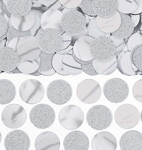 Amscan Poppers Glitter & Foil Circle Confetti, 2,25 oz, srebro