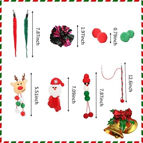 JUNSPOW Božić mačka igračke i Božić mačka kostime Set mačka Santa kape sa šalom i leptir ovratnik