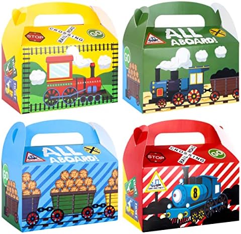 12pcs Željeznički voz prelazni poklon box kutije za parni vlak Goodie Candy kutije za željeznički vlak Tema Party Favors Kids Baby Exceations Decorations Rođendanska zabava