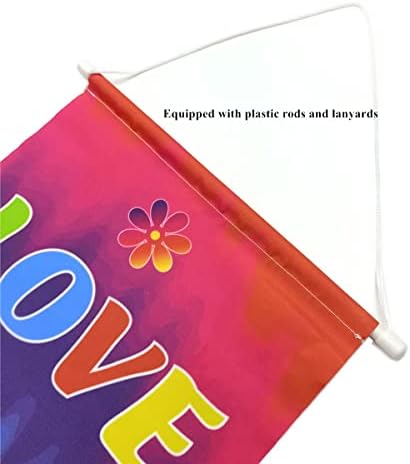 Loonelo Mir Groovy Love Torch Banner sa 77x11.8inch, 60-ima karnevalskih ukrasnih ukrasa za