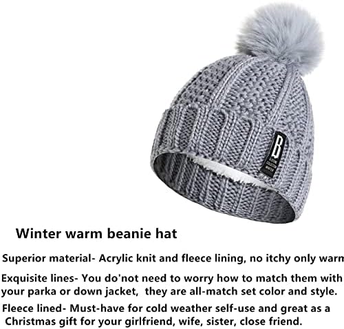 3-komade Pom Winter Beanie Hat šal i rukavice za ekranu osjetljivim na dodir za žene i djevojke toplo