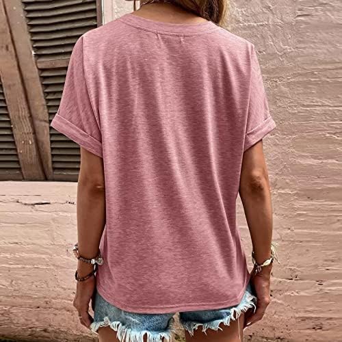 2023 Holiday Tops za žene kratki rukav čvrsta bluza košulja okrugli vrat ljetni Tee Top labavi modni T-Shirt