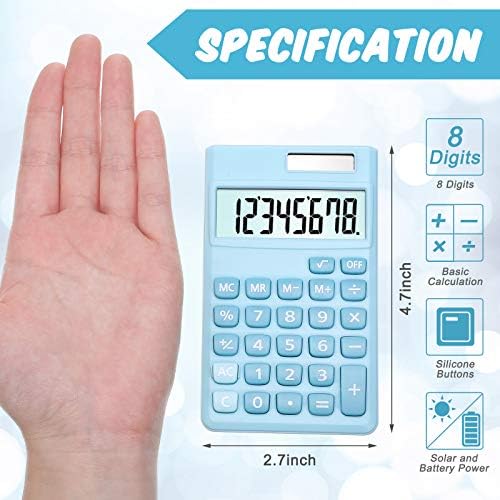 2 komada Osnovni Standardni kalkulatori mali digitalni desktop kalkulator sa 8-cifrenim LCD ekranom, baterija Solarna energija Pametni kalkulator džepna veličina za djecu za kućnu školu
