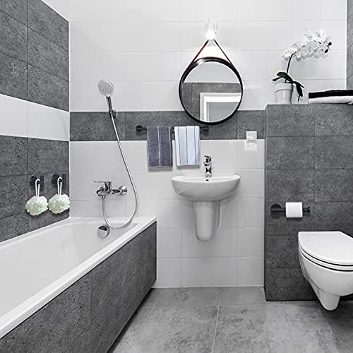 Nolimas 4 komada mat crni kupaonski hardver set SUS304 okrugli zid od nehrđajućeg čelika uključujući ručnik za ruke, držač toaletnog papira, kuke za ručnike za ogrtače, komplet pribora za kupaonicu