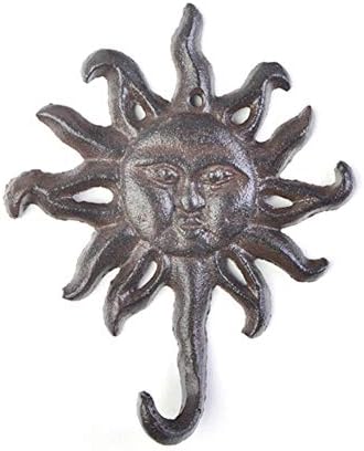 Geenit antikvud livenog željeza glavom sunca s jednim kukom vješalica u obliku kaputa u obliku