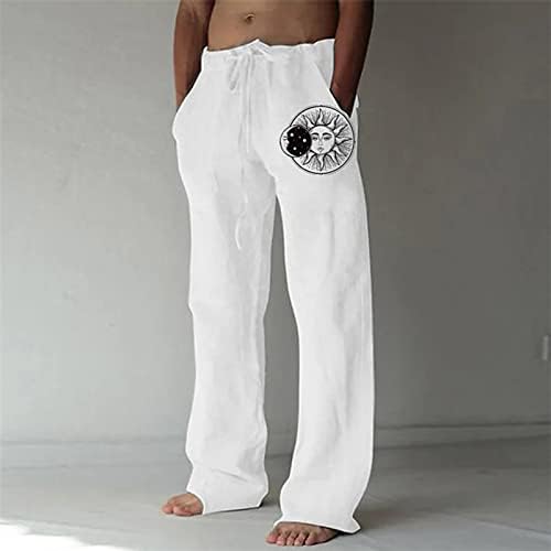 Muške pamučne posteljine hlače Ljetne elastične strukske vučne džepove pantalone casual lagane trčanje
