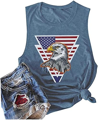 Košulja za neovisnost američke zastave ORLE Eagle za žene 4. jula Vest bez rukava grafički patriotski